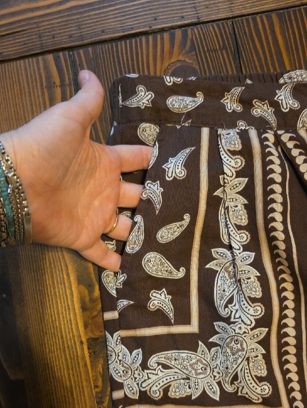 Rachel Zoe NWT Brown Paisley Border Print Wide Leg Palazzo Pants Size XL - Picture 3 of 7